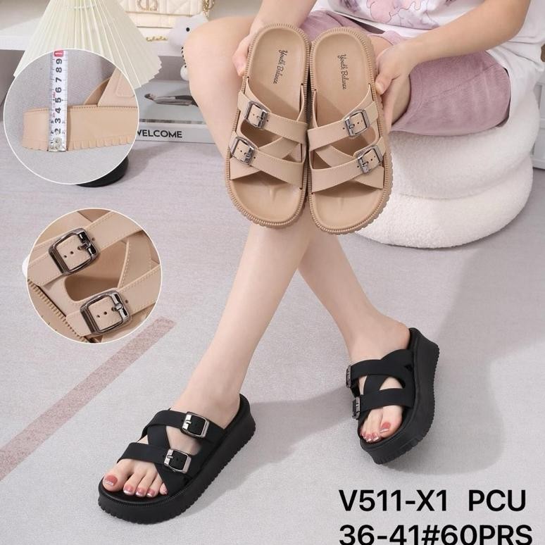 # Sandal Fashion X1 Selop Silang Karet import