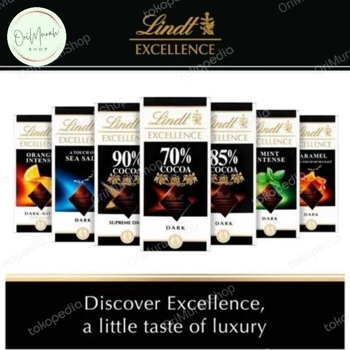 

Grosir Lindt Excellence Dark Chocolate Coklat Hitam Mint Orange Milk Sea Salt