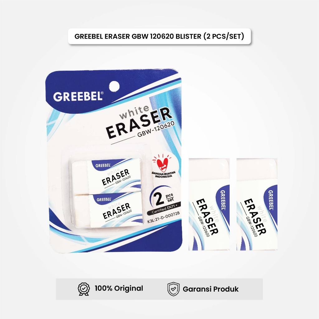 

Penghapus Putih / Eraser GBW-120620 Blister (2Pcs / Set) / Stip Hapusan GREEBEL