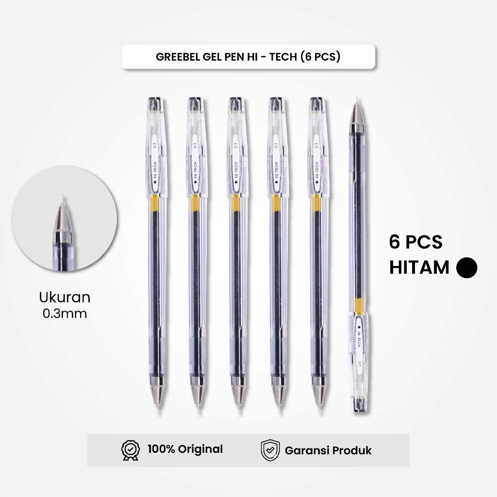 

GREEBEL Gel Pen Pulpen Gel GP-506 Hi-Tech 0.3 Hitam (6PCS/SET) / Pulpen Gel Murah Grosir