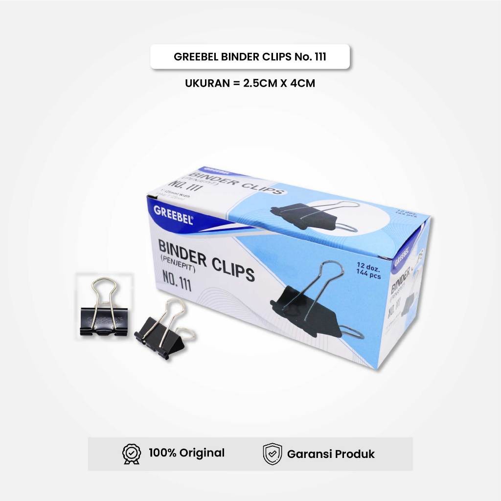 

Binder Clip / Penjepit Kertas Besar Kecil 111 (25Mm) 1 Lusin / Klip Kertas Penjepit Dokumen GREEBEL