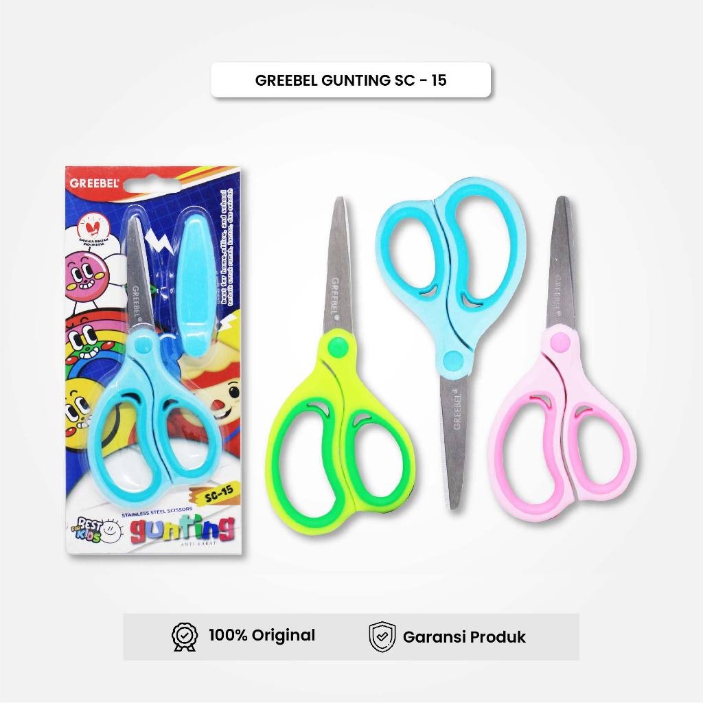 

Gunting Scissor Karakter Lucu (SC-15) GREEBEL / Gunting Sekolah Mini Stainless Anti Karat Nyaman Digunakan