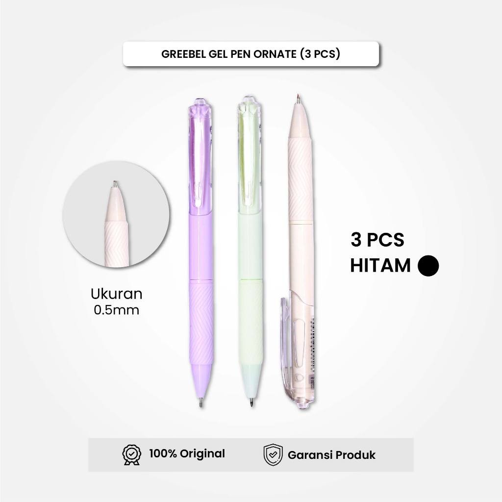 

GREEBEL Gel Pen Pulpen Pena GP-512 Macaroon Hitam 0.5 (3PCS/SET) / Pulpen Gel Murah Grosir