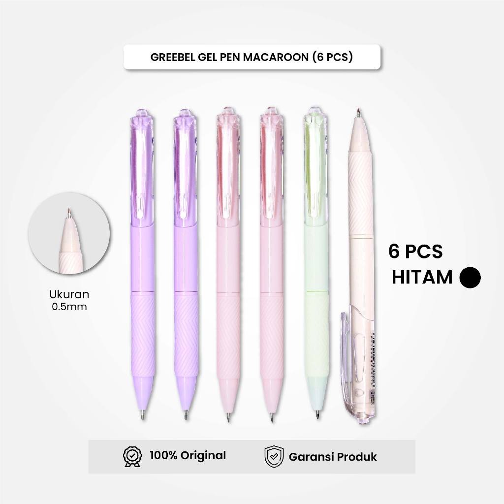 

Pulpen Gel / Gel Pen GP-512 Macaroon Hitam 0.5 (6PCS/SET) / Ballpen Gel Ballpoint Bolpen Gel GREEBEL / Vemilo