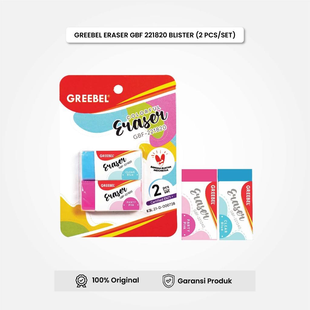 

Eraser Stip Hapusan GREEBEL Gbf-221820 (Blister 2PCS/SET) / Penghapus Pensil