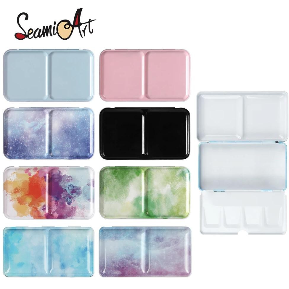 

Seamiart 1Pc Empty Portable Folding Metal Watercolor Paint Box Small Size For Watercolor Painting Art Supplies