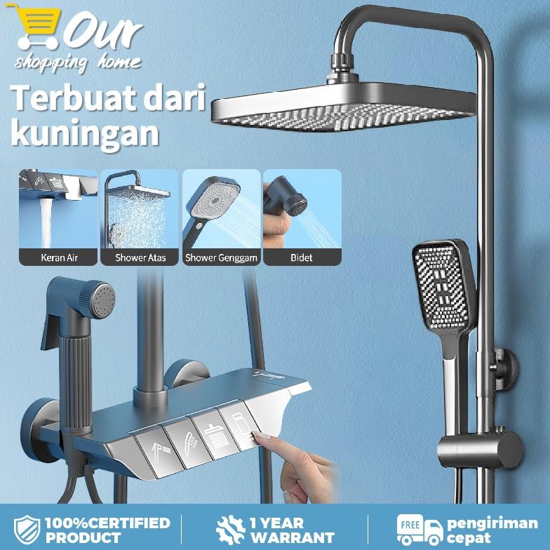 Shower Kamar Mandi 4 Dalam 1 Set Shower / Sprayer Panas Dan Dingin Set Kamar Mandi Besi Tahan / Show