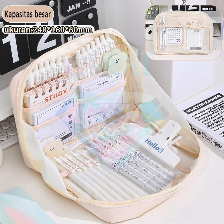 

CARAT12 Layer Tas Tempat Pensil Case Pouch Anak Sekolah Transparan Kapasitas Besar Stationery Kantor A020
