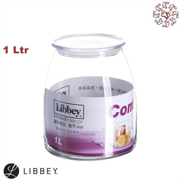 populer] LIBBEY Glass Canister / jar / Toples Kaca / Tempat Bumbu 1 Liter #503