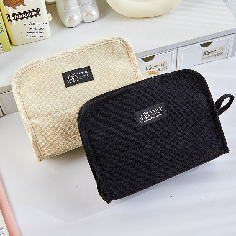 

Canvas Pencil Case Large Capacity Female Japanese Style Stationery Box New Trendy Student Stationery Storage Pencil Box