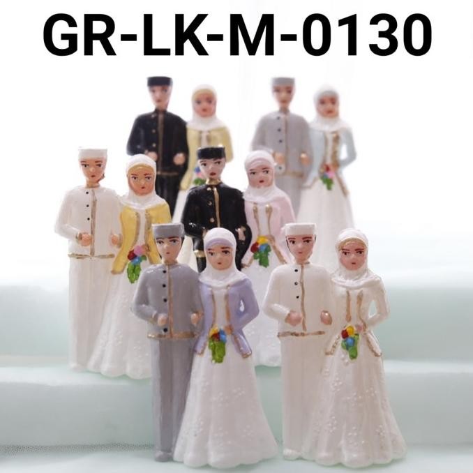 populer] GR-LK-M-0130 Cake topper mainan lokal pengantin hijab kecil