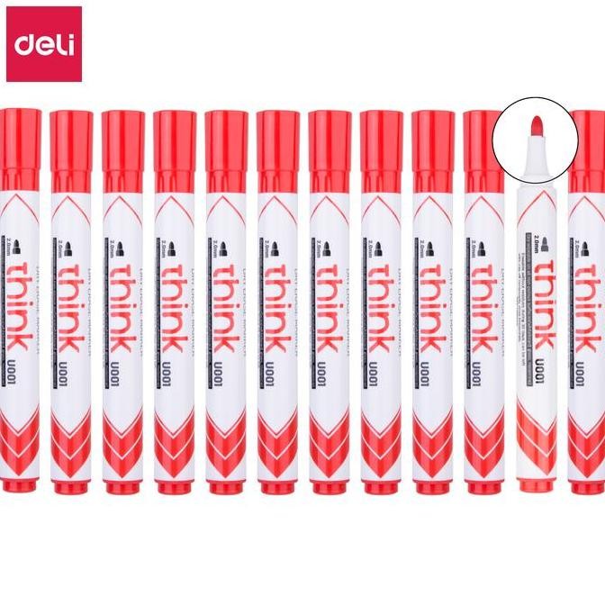 

Termurah Deli EU00140 (BOX) Dry Erase Marker/Spidol Whiteboard-Red 12 Pcs
