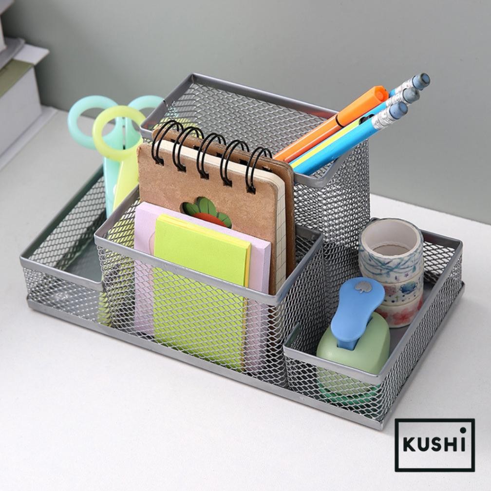 

Okk-1520 Kushi Basket Tempat Pen Pensil Persegi Alat Tulis Pensil Memo Holder Meja Pen Okk-1520