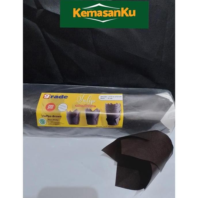 

@#@#@#] Cake Case/Cake Cup Tulip Coklat 17.5 x 17.5 Grade Isi 200 pcs