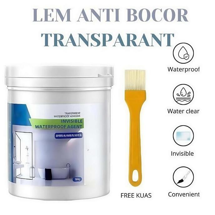 LTP-Lem Transparan Anti Bocor Kuas Cat Lem Pelapis Perekat Waterproof With Kuas Original Penambal Or