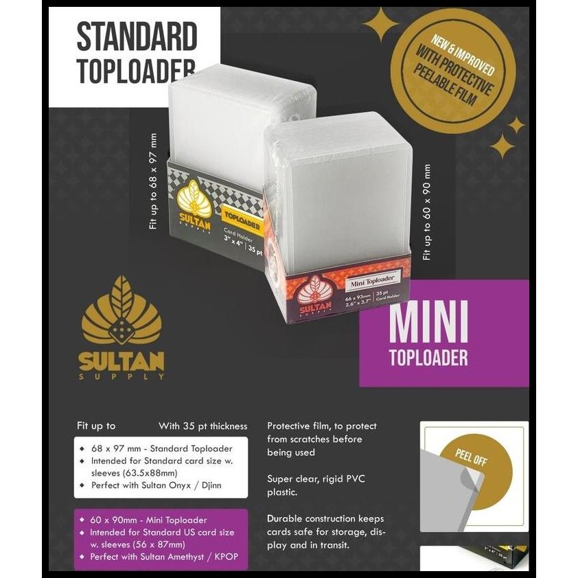 

Sultan Peel Off Toploader 25Ct With Protective Film Cover Bias Pc Mpc Termurah