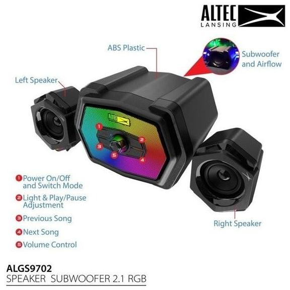 Speaker Altec Lansing Algs9702 2.1 Subwoofer With Bluetooth Speaker New Stok