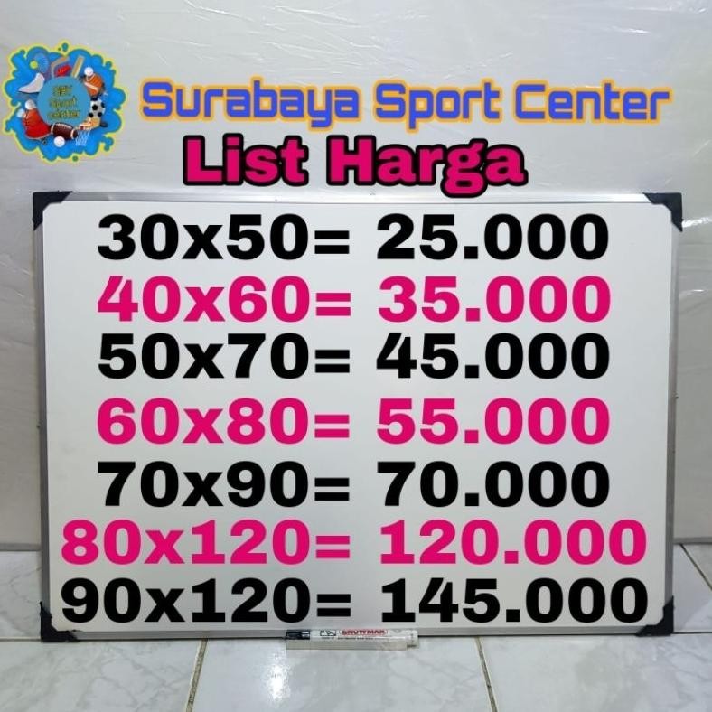 

READY PAPAN TULIS GANTUNG 2 SISI / WHITE BOARD / PAPAN TULIS KAPUR SIZE 90X120CM (NON MAGNET)
