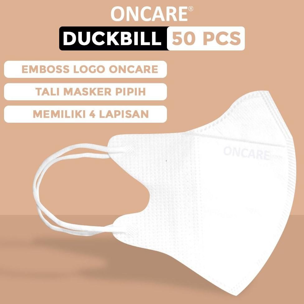 Ready Masker Duckbill Oncare Premium 4Ply Original Putih Hitam Isi 50Pcs