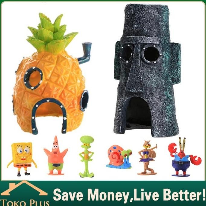 

Terlaris 6Pcs Hiasan Ornamen Aquarium Rumah Aquarium Spongebob Full Set Patrick Squidward Decoration - Aquarium Pineapple House Aquarium Ornament