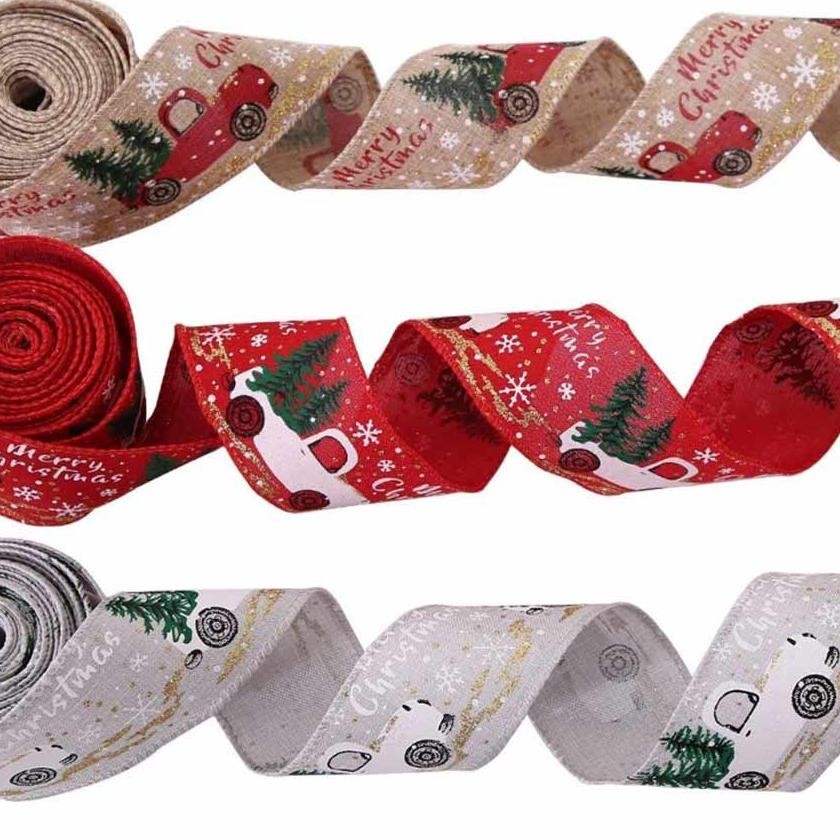 

Premium Pita Cetak Natal / Pita Ribbon Natal Merry Chritsmas Bahan Goni Lebar 5Cm High Quality