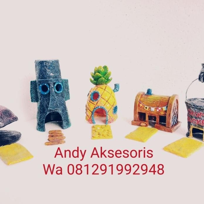 Terlaris Hiasan Home Aquarium Spongebob Dkk Full Set Terbatas