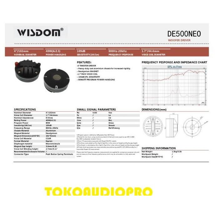 Wisdom De500 Neo Driver Speaker Original De-500Neo New Stok