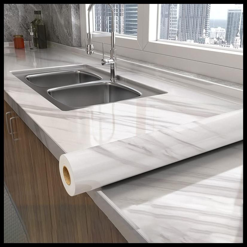 STIKER DAPUR STICKER DAPUR TAHAN SUHU PANAS MOTIF MARMER HITAM PUTIH