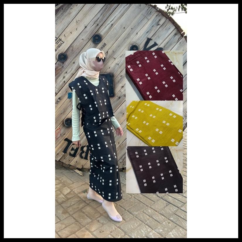 BAJU VEST ROMPI OUTER DAN ROK LILIT JUMPUTAN MOTIF 1SET