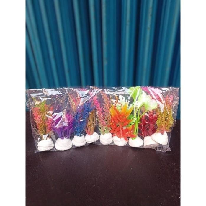 Terlaris Tanaman Plastik Hiasan Aquarium Aquascape Isi 10Pcs/Hiasan Aquarium 1Pak/Hiasan Aquarium