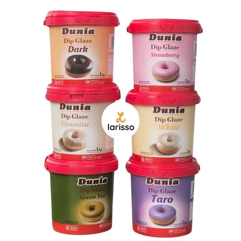 

DUNIA DIP Glaze 1KG - Glaze Donut - Strawberry/Taro/Greentea/Tiramisu/White/Dark AST nUg