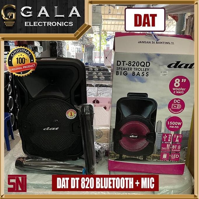 Speaker Portable Dat Dt 820 Bluetooth Karaoke Free Mic 2 Pcs New Stok