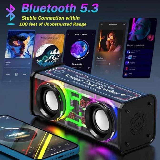 Portable Tws Rgb V8 Lights Heavy Bass Music Battery Power Sound Box V8 Boombox Wireless Stereo Surro