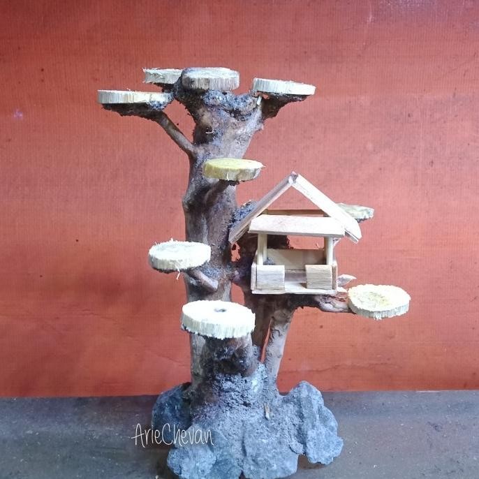 Terlaris Hiasan Aquarium Aquascape Bahan Rumah Pohon Non Moss Terlaris