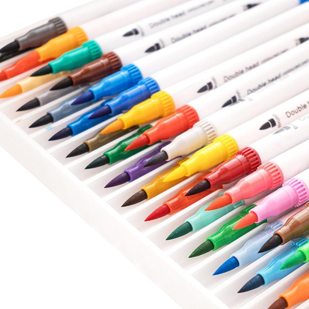 

RB [COD] Dual Tip Pulpen Sikat 100/80/60/48/36/24/12 Warna Sketsa Menggambar Manga Dual Head spidol Warna Air Pena untuk Menggambar Animasi Mewarnai Books Desain Perlengkapan Seni