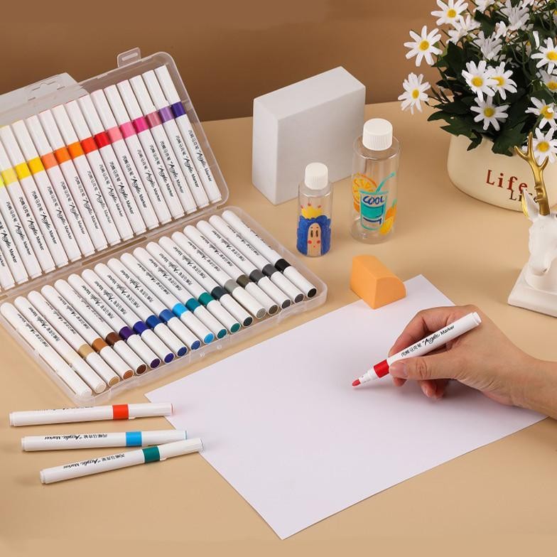 

RB Acrylic Marker Set 12/36/48 Warnas Marking Pen for Children's Art Students Watercolor Pen Washable
