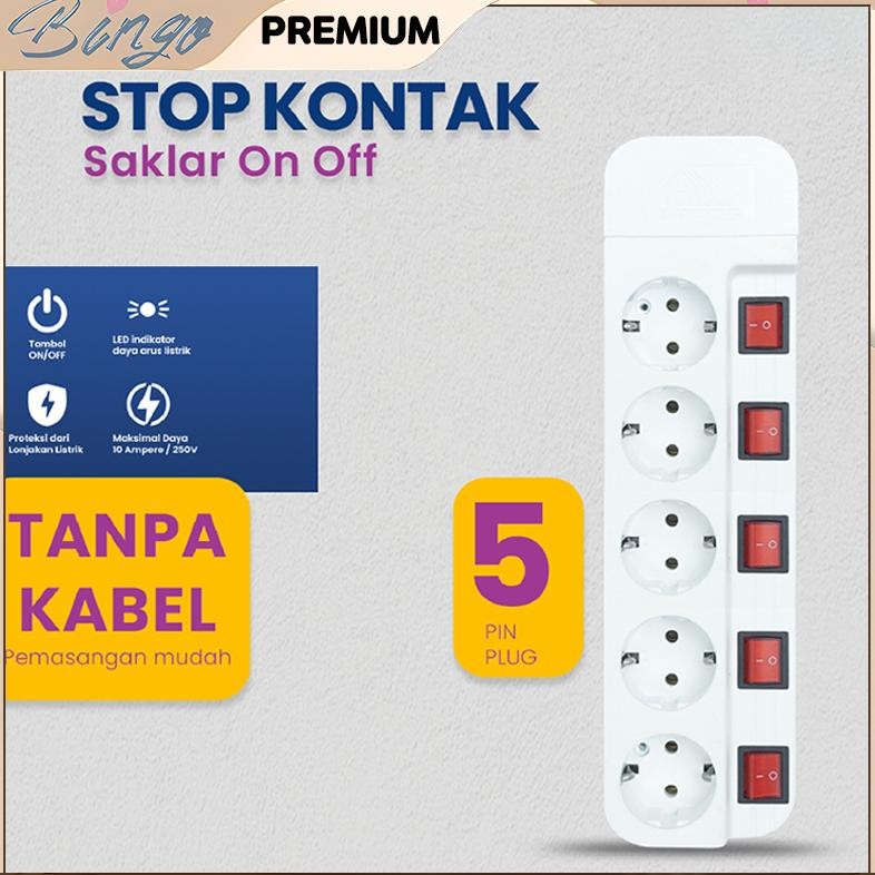 HJK Stop Kontak 3/ 4/ 5 Lubang Tanpa Kabel Saklar Tersendiri SNI Stop Kontak Arde Uticon