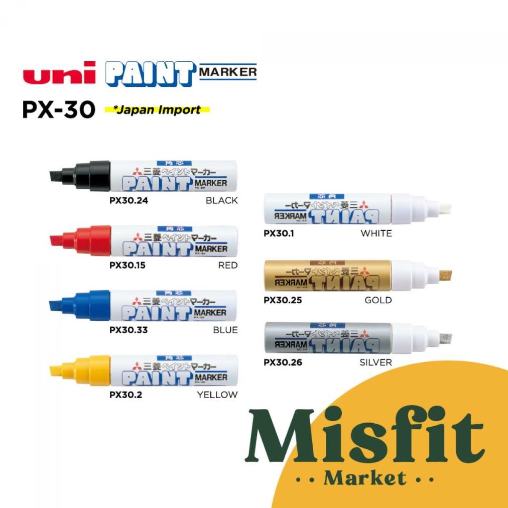 

RB UNI PAINT MARKER PX30 PX-30 Spidol Ban Cat Bandel Tahan Kimia Gores Speda Sepeda Besi Metal Kaca Kayu Kulit