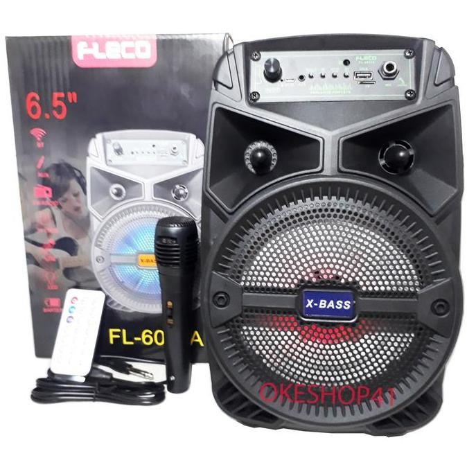 Speaker Fleco Super Bass F-6011 Bluetooth Speaker + Microphone New Stok