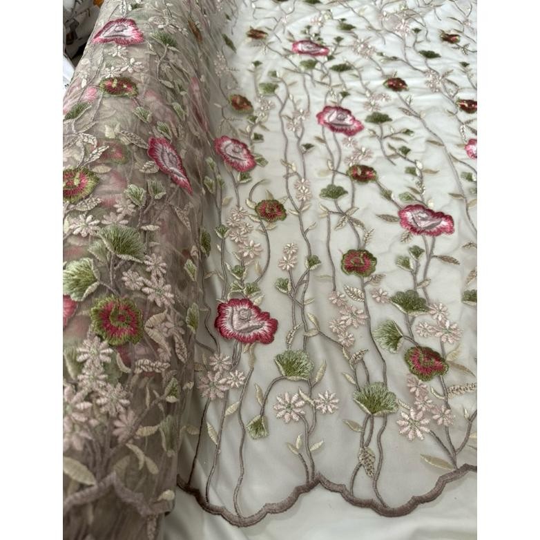 SY Kain Tile Bordir Motif Garden Multicolour[tile Halus]