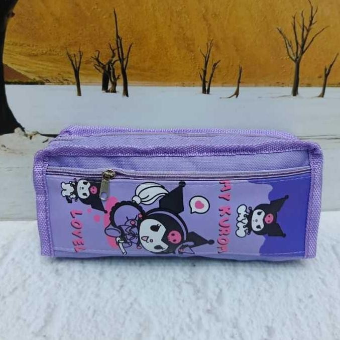 

''Terlaris" Kotak Pensil Kain 2 Resleting Pencil Case Karakter Oval Murah