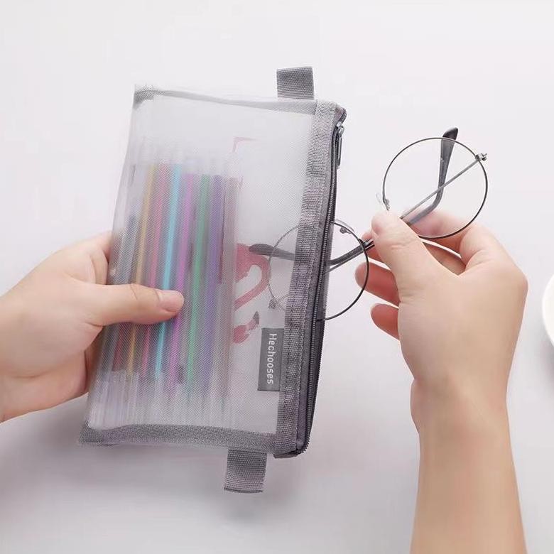 

Rf-45 Large-Capacity Transparent Pencil Case Student Stationery Storage Bag/Tas Pensil Transparan Sederhana