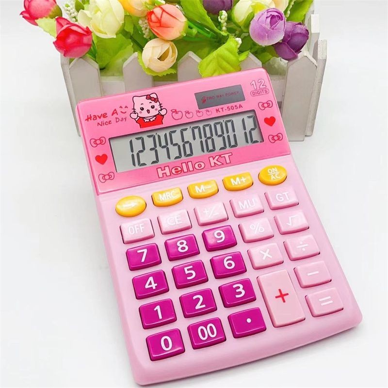 

Desain Kreatif Kalkulator Komputer Pita Kartun Lucu Pink