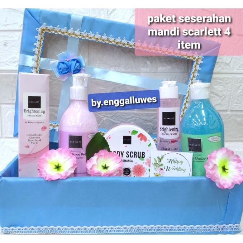 READY STOK PAKET SESERAHAN MANDI SCARLETT/PAKET HANTARAN SCARLETT  Original free box/FACIAL WASH DI 