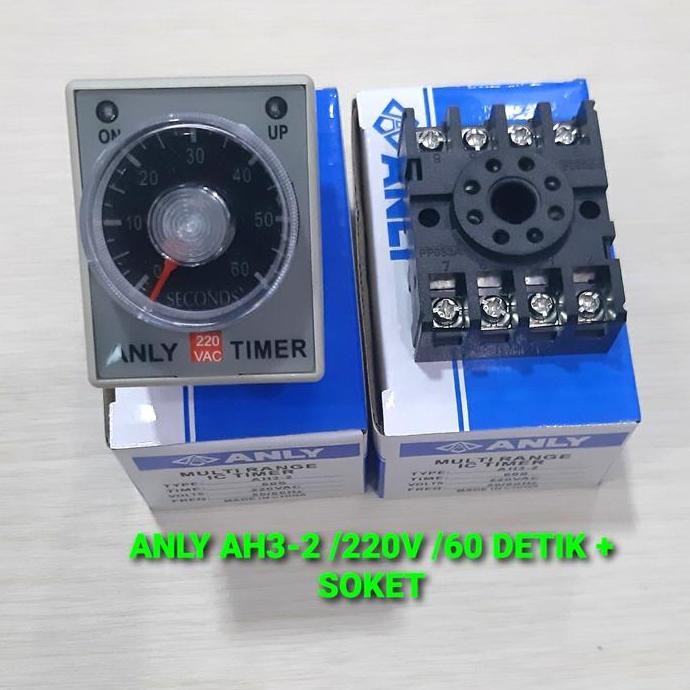 TIMER ANLY ANLI AH3-2 220V 60DETIK 60 DETIK 60 SECOND + SOKET
