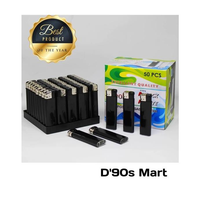 Korek Api Gas Magnet hitam polos isi 50 pcs