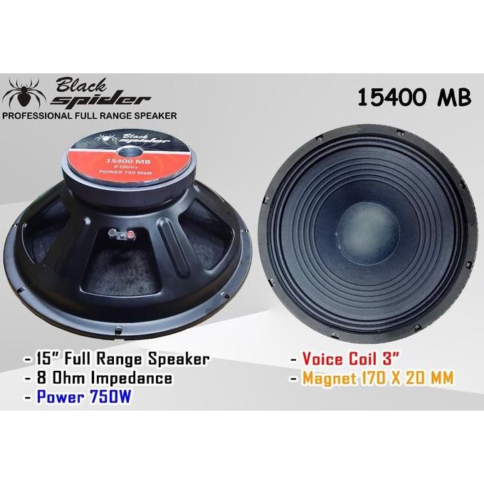 Speaker Black Spider 15 Inch 15400 M Komponen Blackspider 15400M Ori New Stok