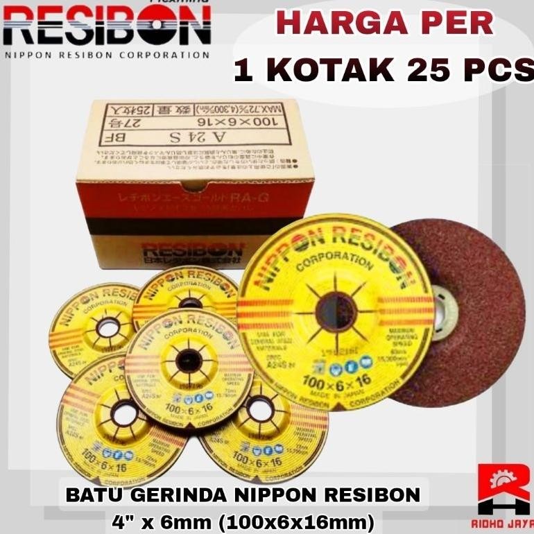 TERMURAH [1Kotak 25 Pcs] Mata Batu Gerinda Gurinda Poles 4" - Nippon Resibon / Kinik / WD 4 Inchi x 