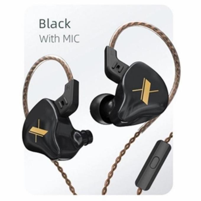 Headset KZ EDX With Mic Earphones HIFI Bass hitam