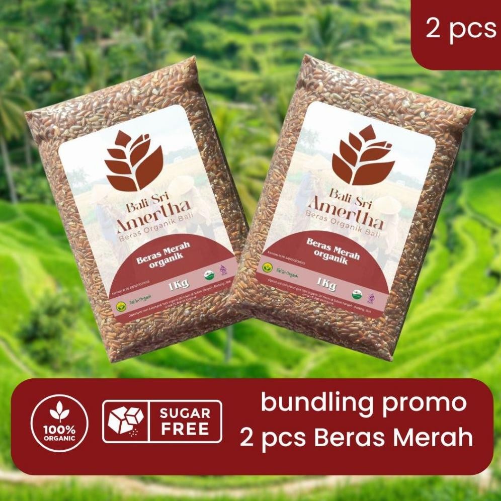 

Beras merah organik bersertifikat ( Organic Red Rice ) 2kg bundling promo bebas gula beras diet